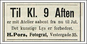 Pors annonce i Silkeborg Avis 5. december 1904