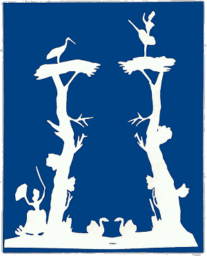 Storken og danserinden.
Papirklip fremstillet af H.C. Andersen