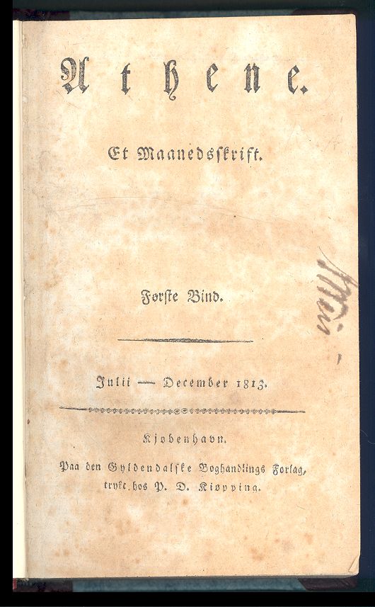 Athene. Titelblad 1813