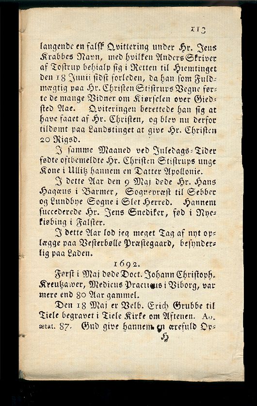 Omtalen af Erik Grubbes begravelse i Tjele Kirke