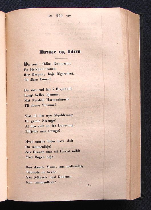 Blichers digt Brage og Idun, f&oslash;rste del