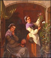 Just Holms guldalderbillede Blomsterne studeres