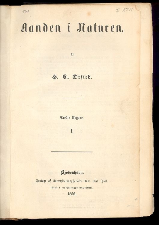 H.C. &Oslash;rsted: Aanden i Naturen 1850