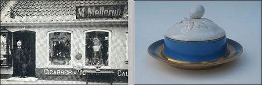 Thummelumsen foran sin antikvitetsforretning i Roskilde