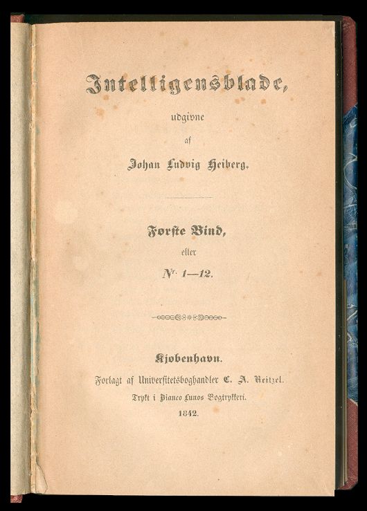 Intelligensblade. Titelblad 1842 