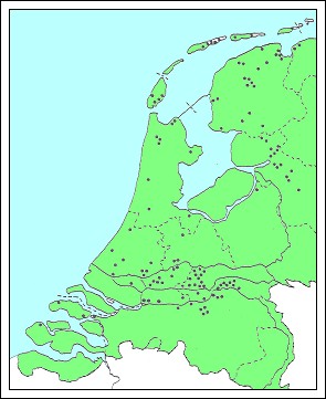 Kort over de 118 andekøjers udbredelse i Holland