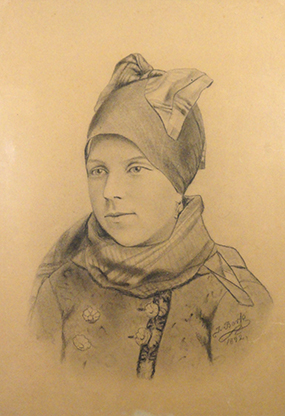 Portræt af fanøpige udført af Johanne Bork 1892