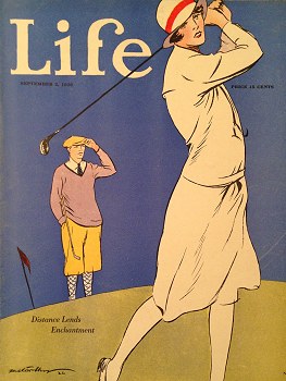  Kvindelig golfspiller. Illustration fra det amerikanske tidsskrift Life 1926