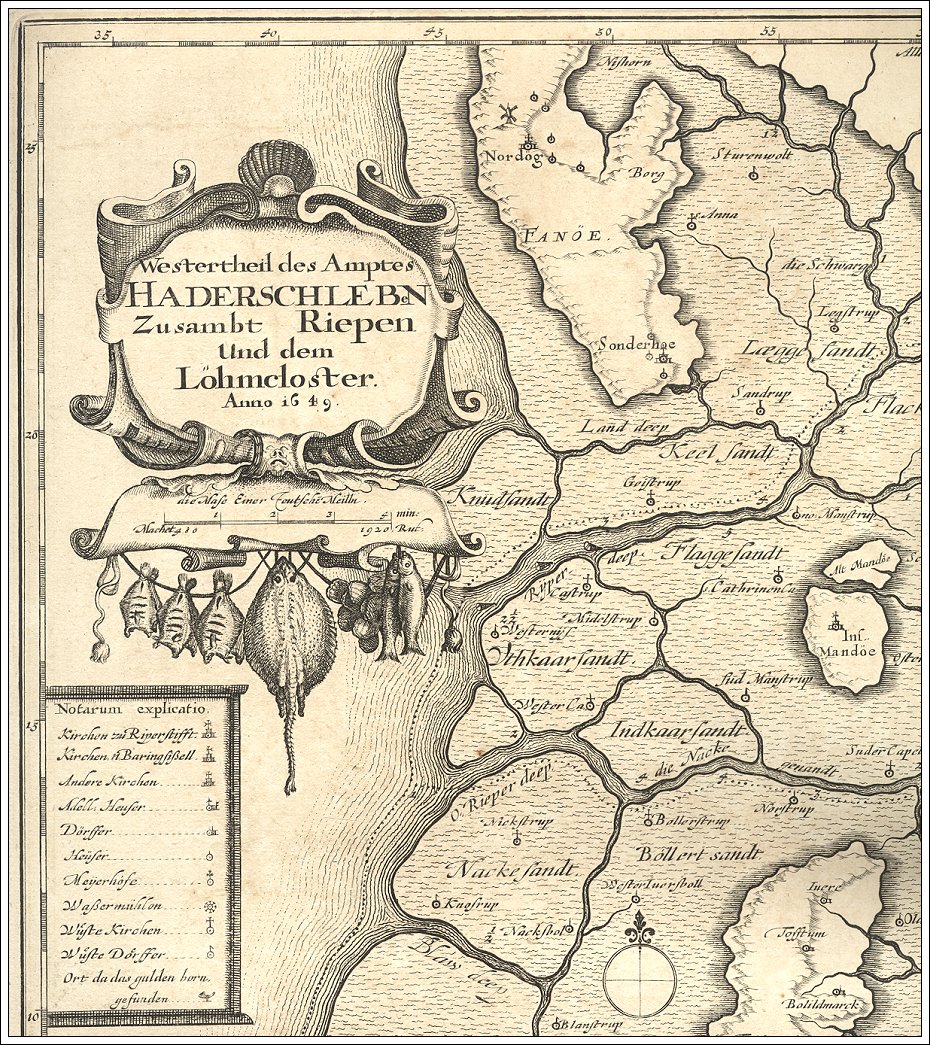 Johannes Mejer og Caspar Danckwerth: Kort over Fanø 1652