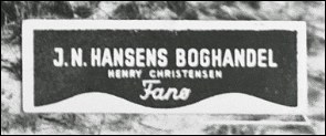 Ejermærke fra boghandler J.N. Hansens Boghandel ved Henry Christensen, Nordby