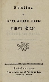 Titelbladet til Bruns Samling af mindre Digte trykt i København 1791