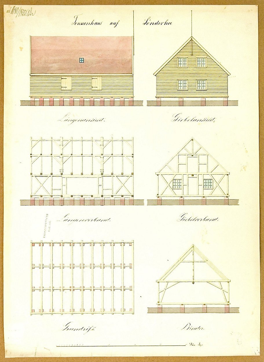 Tegning til det kgl. tøndehus i Sønderho 1855