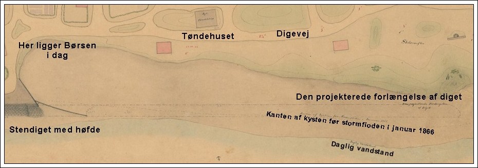 Udsnit af skibsbygmester Emil Petersens kort fra 1868 over Sønderho havn