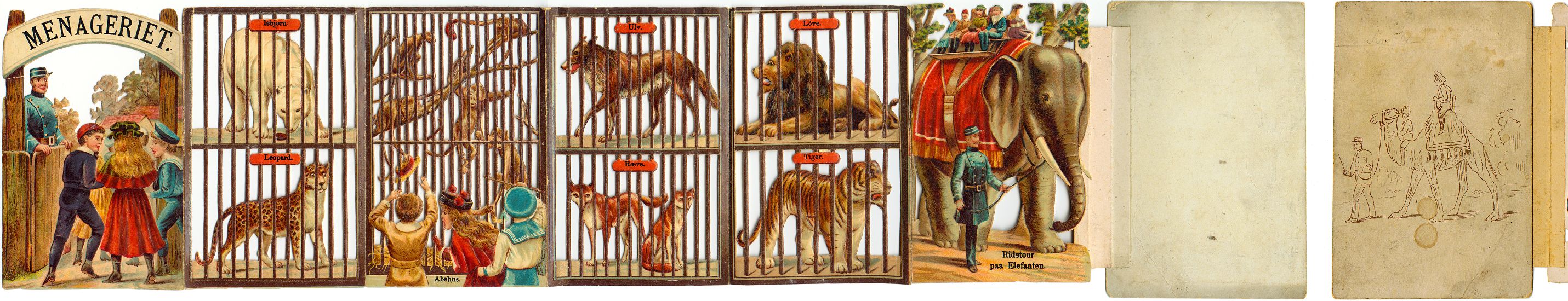Menageriet - Menagerie - Zoo - Zoologisk Have - Cirkus - Zirkus - Kinderbuch - Leporelleo - Chatterbox